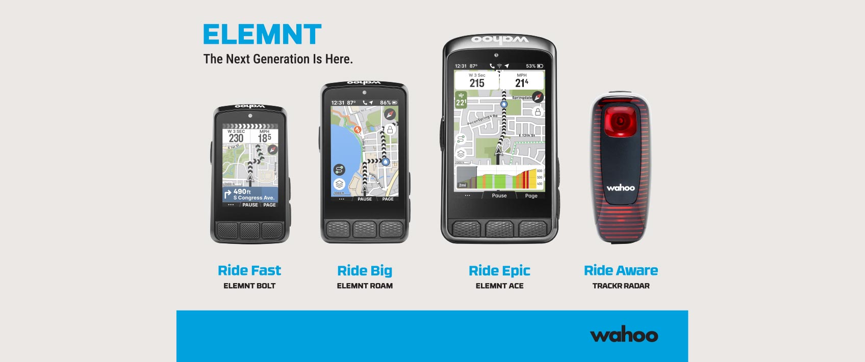 GPS-велокомпьютер Wahoo ELEMNT BOLT 3 вид спереди