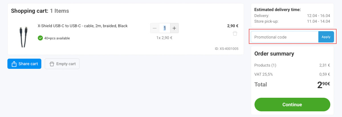 Using a promocode