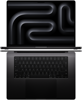 MacBook Pro ‑kannettavien asetelma, joka esittelee mittavaa näyttöä ja ohutta runkoa