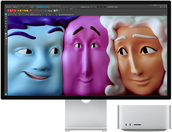 Mac Studio med Studio Display sedd framifrån