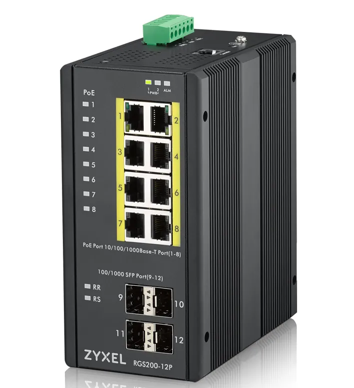 ZyXEL RGS200-12P - Hallittava Layer 2 Gigabitin PoE-kytkin, Musta
