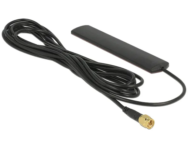 DE-LOCK 88987 Ympärisäteilevä LTE-antenni 3 dBi SMA 3 m Musta (Itseliimautuva)