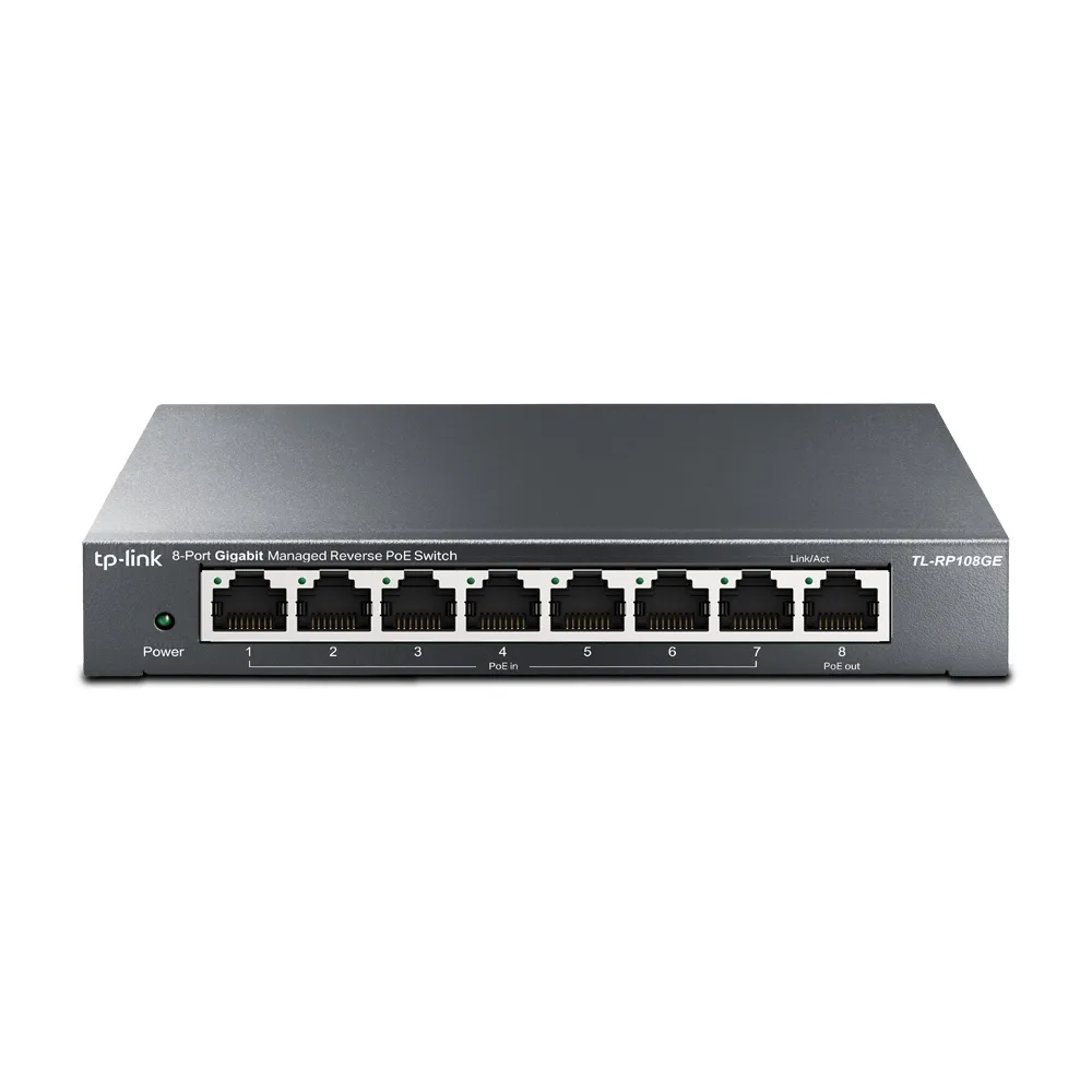 TP-Link Omada RP108GE - 8-porttinen hallittava Gigabitin Reverse PoE -kytkin, musta